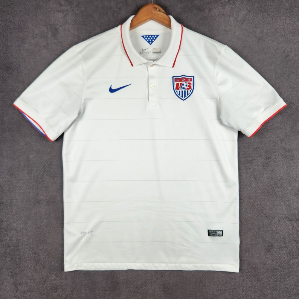 Nike US Soccer Football Jersey 2014 Home White Mens Large Dri-Fit 578024-105